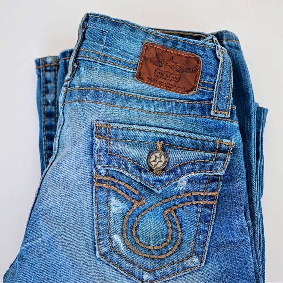 Big Star "Sophie" Distressed Jeans Size 27L Low Rise Boot Cut - Picture 9 of 11